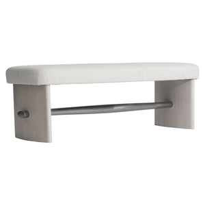 Bernhardt Bernhardt Sereno Bench With Rounded Upholstered Seat, Lutra Wood-Grain Cast-Resin Panels, Nickel Stretcher 329508