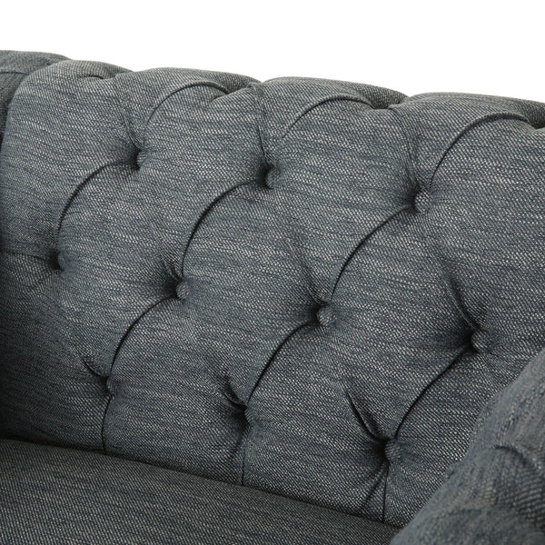 English Elm Christopher Knight Home® - CLUB Chair with Chesterfield-Inspired Button Tufting, Scrolled Arms & Nailhead Trim for Living Room Charcoal 40.5 L x 34.5 W x 25.75 H 72759.00