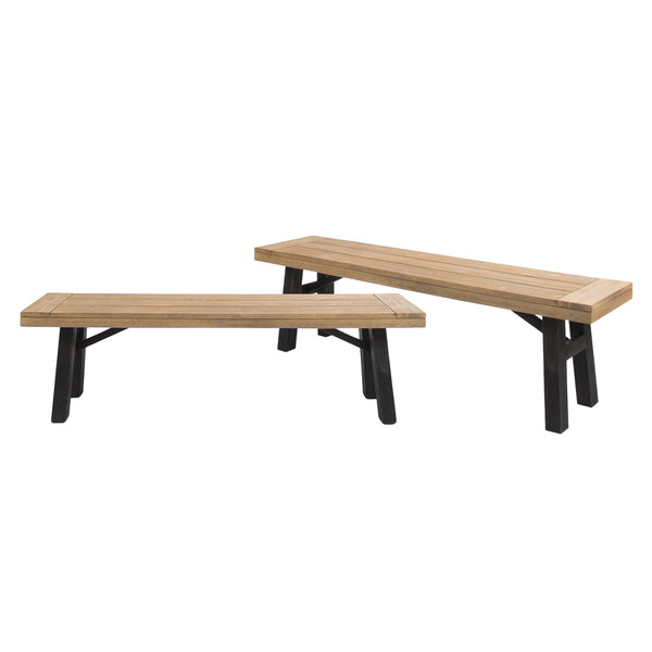 English Elm Bettina Solid Acacia Outdoor Dining Table with Slat Top Oil Finish Patio Deck 56701.00-56702.00