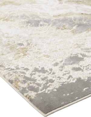 Feizy Rugs Aura Contemporary High-low Pile Abstract Rug In Gold And Champagne - Durable Machine Made Design Ivory,Silver,Gold Polyester,Polypropylene Aur3563fbgegryj20