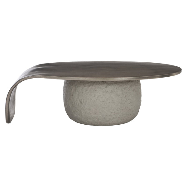 Bernhardt Bernhardt Teardrop Cocktail Table With Graphite Cast Aluminum Top & Sand Grey Concrete Base, Modern Artful Statement 309013