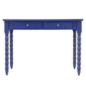 Homelegance By Top-Line Naomi 2-Drawer Helix Legs Office Desk Blue Rubberwood