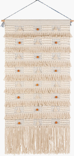 Surya Helena 48"H X 24"W Wall Hanging Art - Elegant Global Designs To Enhance Your Home Decor Charm! Light Beige Cotton,Wood Hna1002-4824