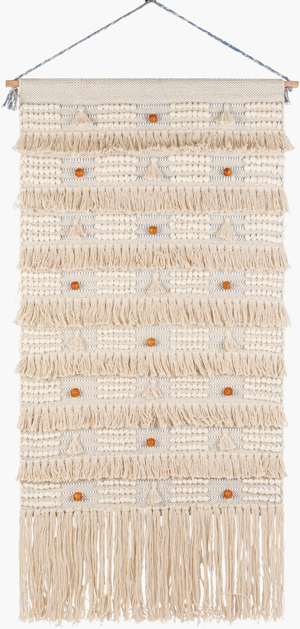 Surya Helena 48"H X 24"W Wall Hanging Art - Elegant Global Designs To Enhance Your Home Decor Charm! Light Beige Cotton,Wood Hna1002-4824