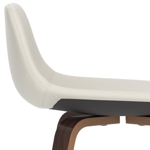 English Elm Randolph Mid-Century Modern Bentwood Stools Set Of 2 - Stylish Faux Leather & Chrome Footrest B136P159442-GIGA