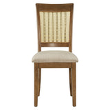 Homelegance By Top-Line Delroy Cane Accent Slat Back Dining Chairs (Set of 2) Oak Rubberwood