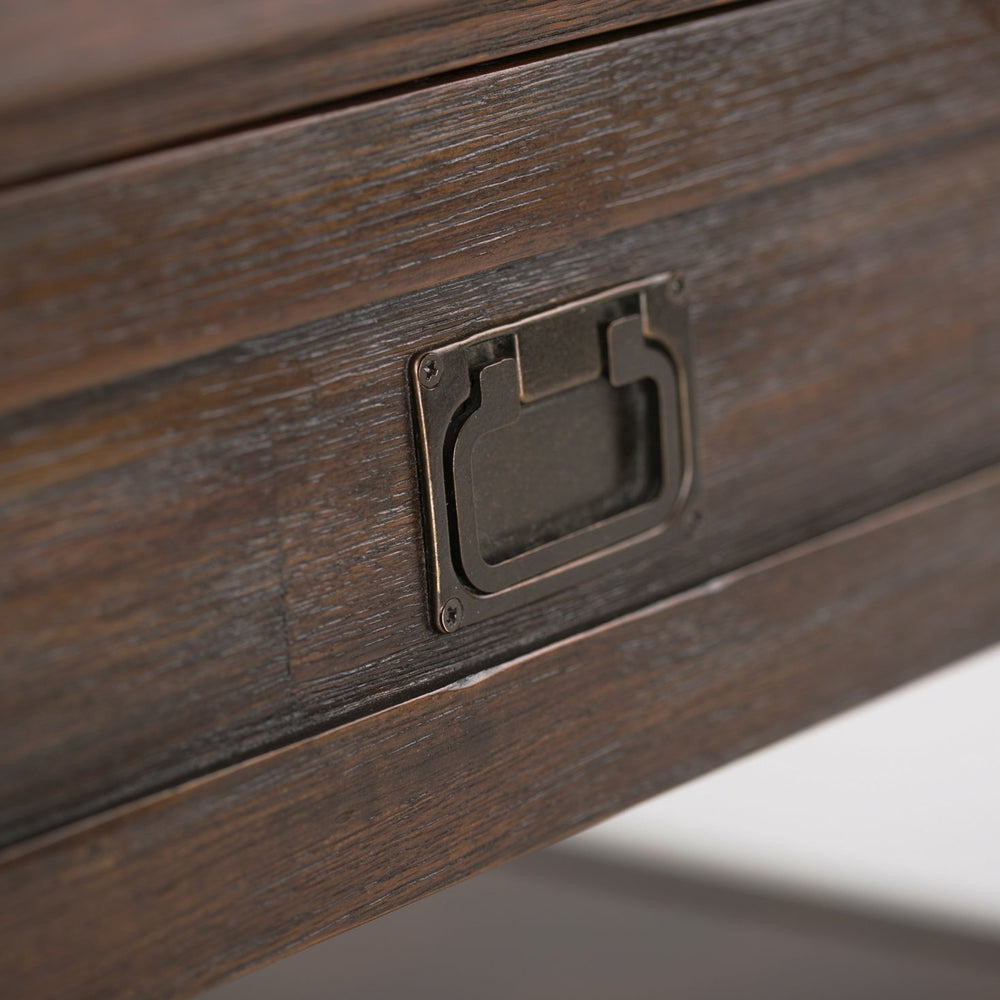 English Elm Monroe Square Coffee Table - Handcrafted Distressed Charcoal Brown With Storage & Rustic Charm B136P158950