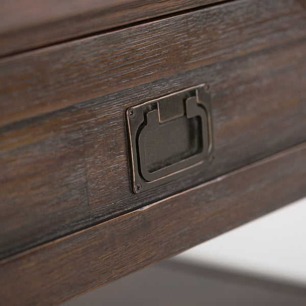 English Elm Monroe Square Coffee Table - Handcrafted Distressed Charcoal Brown With Storage & Rustic Charm B136P158950