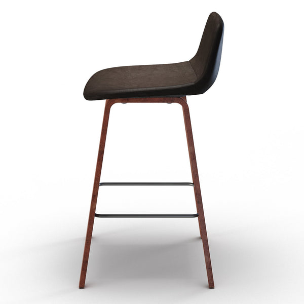 English Elm Addy 26" Counter Stool Set of 2 - Distressed Dark Brown Vegan Leather, Padded Mid-Century Comfort B136P158302