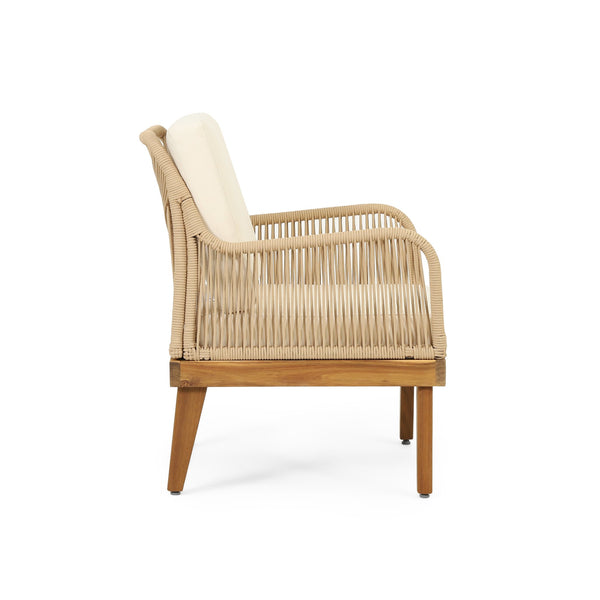 English Elm Christopher Knight Home® - ANNISA Teak Club Chair with Intricate Rope Weave, Weather-Resistant Acacia Wood Accent Seating, 28"W 72374.00LBGE