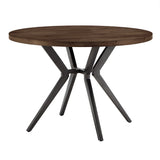 Homelegance By Top-Line Amala Wood Finish and Black Metal Base Round Dining Table Grey Veneer