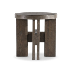 Bernhardt Bernhardt Outline Round Side Table In Cassel Wire-Brushed Oak — Frank Lloyd Wright Inspired Craftsmanship 360120