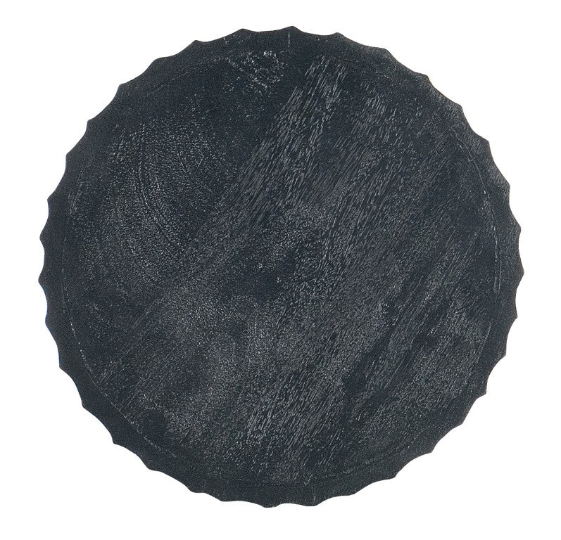 Hooker Furniture Commerce Sculptural Galway Spot Table — 12" Round Mango Wood End Table, Scalloped Pedestal, Black Finish 7228-50702-99