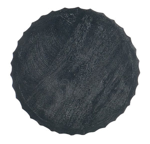 Hooker Furniture Commerce Sculptural Galway Spot Table — 12" Round Mango Wood End Table, Scalloped Pedestal, Black Finish 7228-50702-99