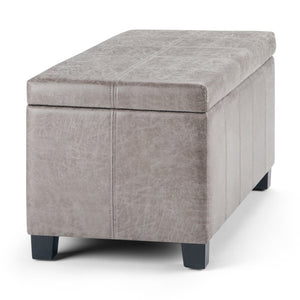 English Elm Dover Storage Ottoman Bench - Versatile Distressed Grey Taupe Faux Leather With Hidden Storage B136P159040