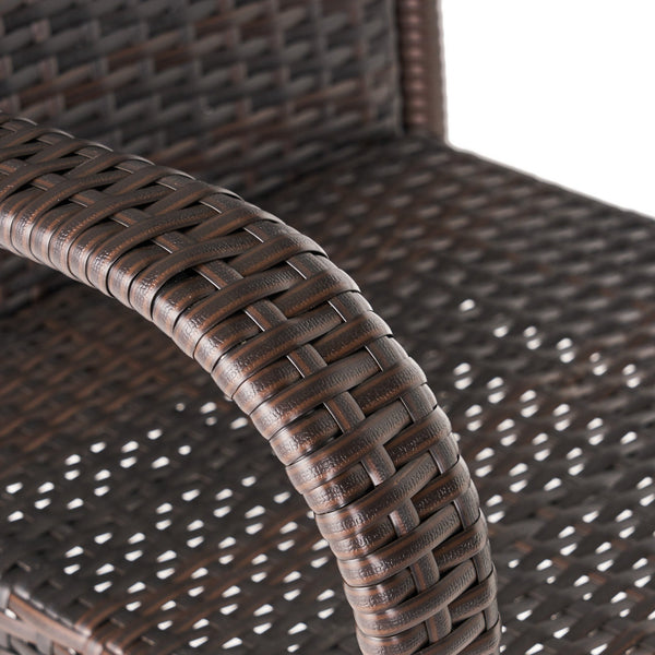 English Elm Littleton Outdoor Woven Rattan Barstools Set of 2 with Weather Resistant Iron Frame 57113.00