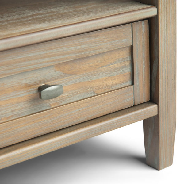 English Elm Warm Handcrafted Square Coffee Table - Distressed Grey With Storage & Shaker Style Charm B136P159735-GIGA