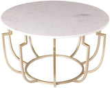 Hendrix HNX-004 17"H x 30"W x 30"D Coffee Table HNX-004  Top: White; Base: Champagne Surya