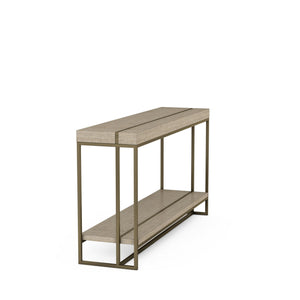 A.R.T. Furniture North Side Sofa Table - Stylish Transitional Design With Flaxen Bronze Frame & Open Storage Shelf Brown Parrawood Solids,Quarter Figured,Fiddle Ash Veneer,Metal 269307-2556