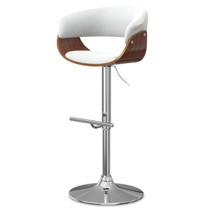 English Elm Sheldon Adjustable Swivel Bar Stool with Gas Lift and Walnut Bentwood Frame, Mid-Century Modern Design White B136P159604