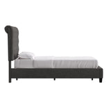 Homelegance By Top-Line Zelie Adjustable Fabric Tufted Rolltop Queen Bed Black Linen