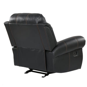 English Elm Christopher Knight Home® - GLIDING Recliner with Faux Leather Upholstery, Nailhead Trim, Foam Support and Pushback Comfort Black 57339.00PUBLK