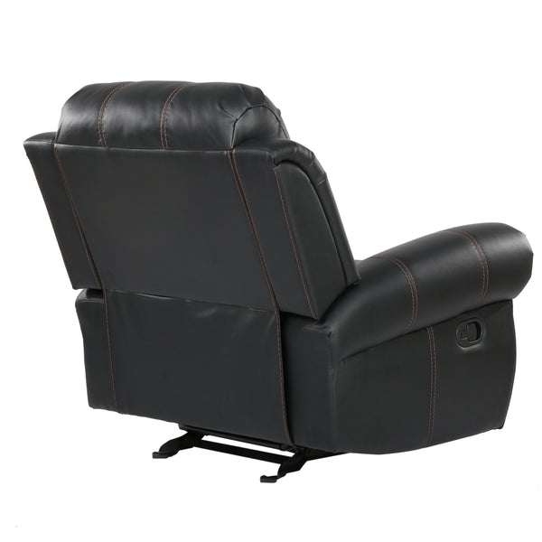English Elm Christopher Knight Home® - GLIDING Recliner with Faux Leather Upholstery, Nailhead Trim, Foam Support and Pushback Comfort Black 57339.00PUBLK