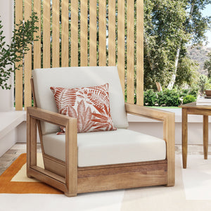 English Elm Christopher Knight Home® - WESTCHESTER Acacia Wood Floor Club Chair Brown — Slatted Back & Seat, Durable Outdoor Patio Seating 67306.00BBGE