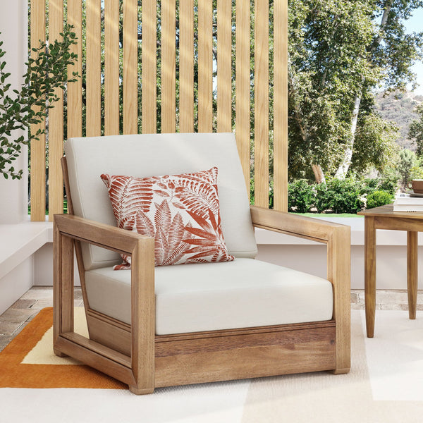 English Elm Christopher Knight Home® - WESTCHESTER Acacia Wood Floor Club Chair Brown — Slatted Back & Seat, Durable Outdoor Patio Seating 67306.00BBGE