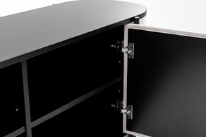 VIG Furniture Hobart Curved Beige Fabric Buffet With Matte Black Round Top & Powder-Coated Metal Legs, 59"W VGDWJ9743--BEI-BUF