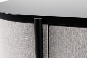 VIG Furniture Hobart Curved Beige Fabric Buffet With Matte Black Round Top & Powder-Coated Metal Legs, 59"W VGDWJ9743--BEI-BUF