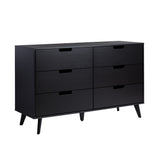 Simple 6 Drawer Dresser with Cut Out Handles Black HANB5BBLC Walker Edison