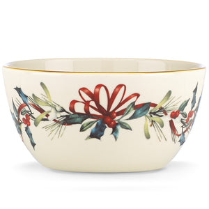 Lenox Winter Greetings 5" Bowl Red & Green, IVORY PORCELAIN 847254