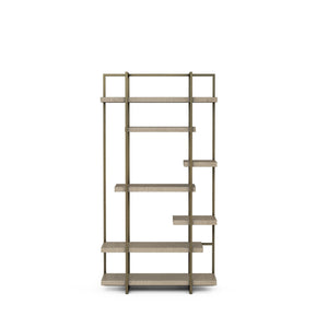 A.R.T. Furniture North Side Etagere - Modern Transitional Design With Flaxen Bronze Frame And 7 Stylish Shelves Brown Parrawood Solids,Quarter Figured,Fiddle Ash Veneer,Metal 269402-2556