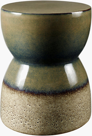 Livabliss Hourglass Ceramic Garden Stool Glazed Sculptural Side Table for Patio or Living Room HOG001-171313
