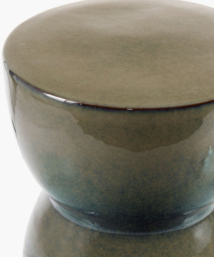Surya Hourglass End Table - Elegant 17" Ceramic Garden Stool For Indoor & Outdoor Use, Easy To Clean Top, Sage,Base, Sage Ceramic,Ceramic Hog001-171313
