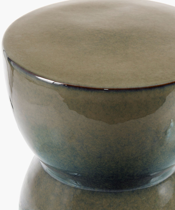 Surya Hourglass End Table - Elegant 17" Ceramic Garden Stool For Indoor & Outdoor Use, Easy To Clean Top, Sage,Base, Sage Ceramic,Ceramic Hog001-171313