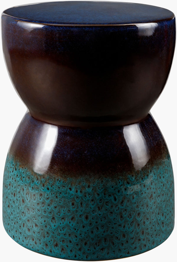 Livabliss Hourglass Glazed Ceramic Garden Stool Sculptural Side Table for Patio or Living Room HOG002-171313