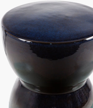 Surya Hourglass End Table - Elegant 17" Ceramic Garden Stool For Indoor & Outdoor Use, Easy To Clean Top, Dark Brown,Base, Dark Brown Ceramic,Ceramic Hog002-171313