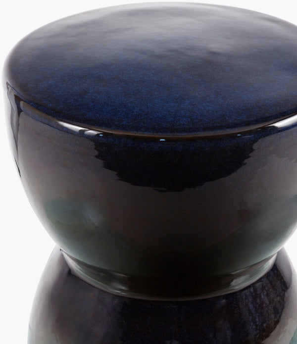 Surya Hourglass End Table - Elegant 17" Ceramic Garden Stool For Indoor & Outdoor Use, Easy To Clean Top, Dark Brown,Base, Dark Brown Ceramic,Ceramic Hog002-171313