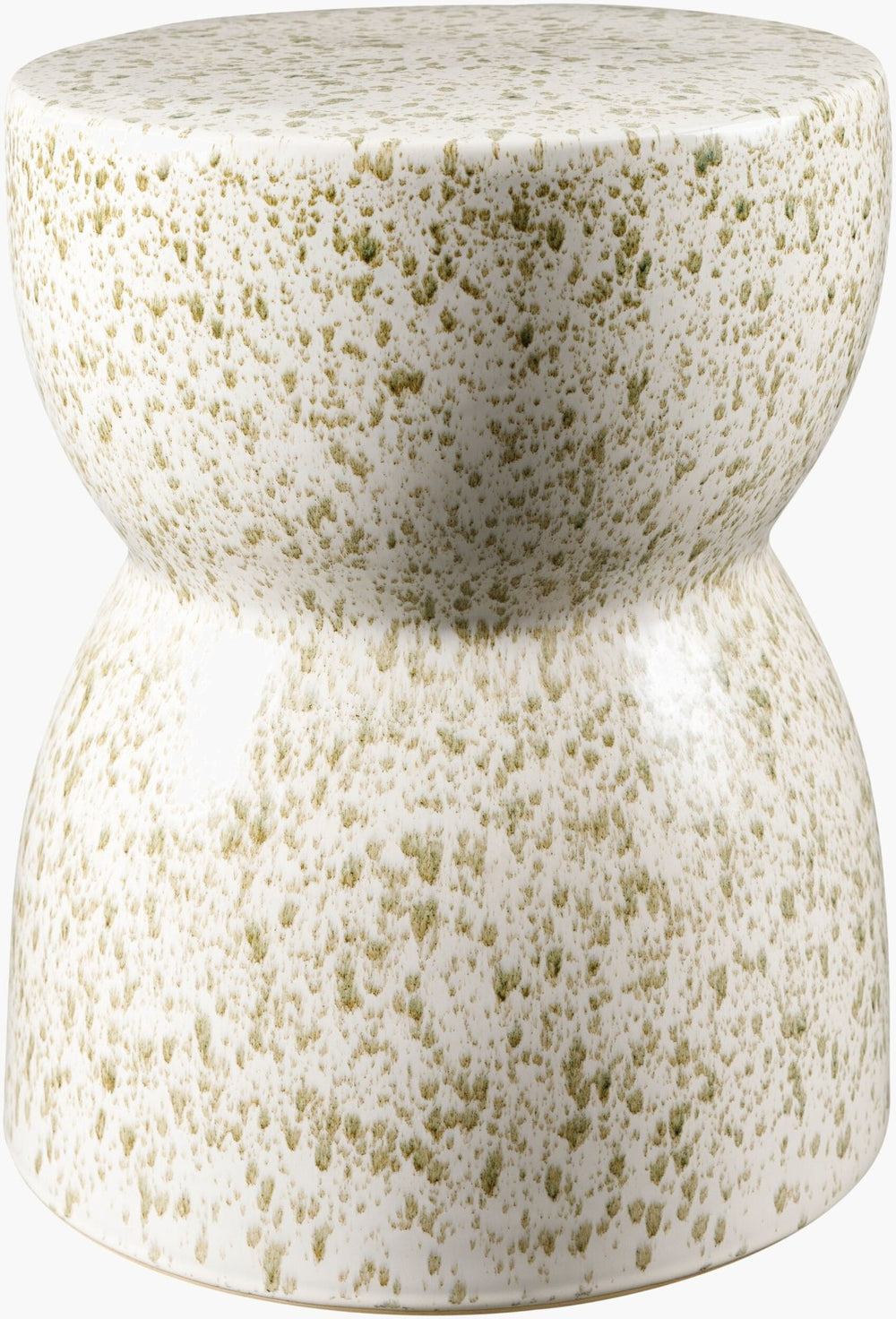 Livabliss Hourglass Glazed Ceramic Garden Stool Versatile Side Table for Patio or Living Room HOG003-171313