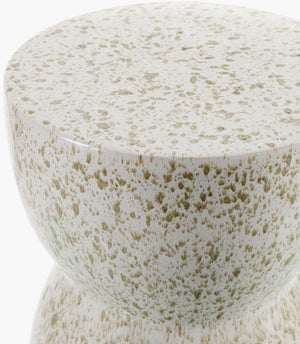 Surya Hourglass End Table - Elegant 17" Ceramic Garden Stool For Indoor & Outdoor Use, Easy To Clean Top, Cream Ceramic,Ceramic Hog003-171313