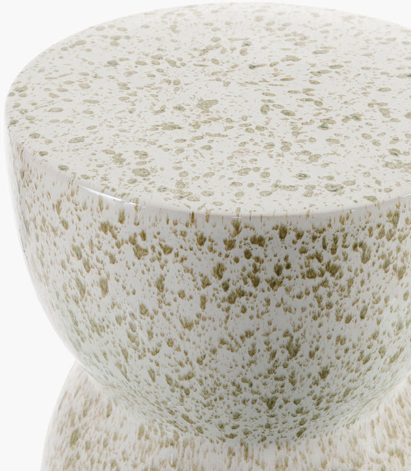 Surya Hourglass End Table - Elegant 17" Ceramic Garden Stool For Indoor & Outdoor Use, Easy To Clean Top, Cream Ceramic,Ceramic Hog003-171313