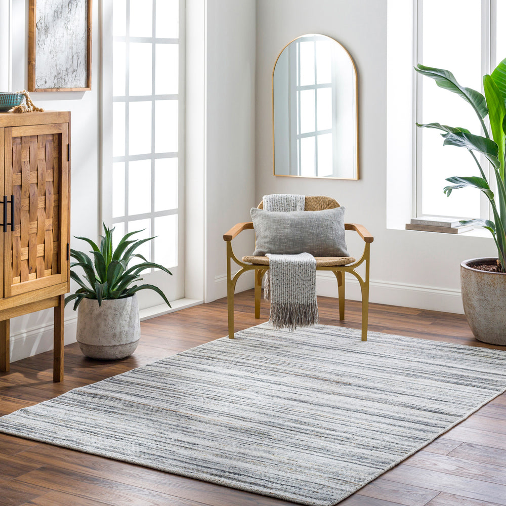 Hollister HOL-2300 9' x 12' Handmade Rug HOL2300-912  Silver Gray, Light Gray, Medium Gray, Charcoal, Rust Surya