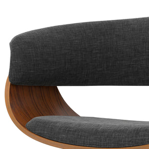 English Elm Sheldon Adjustable Swivel Bar Stool with Gas Lift and Walnut Bentwood Frame, Mid-Century Modern Design Dark Gray B136P159603