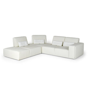 VIG Furniture Lamod Italia Hollywood - Italian White Leather LAF Chaise Sectional Sofa VGCC-HOLLYWOOD-WHT-LAF-SECT