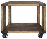 Chadwick End Table - Handcrafted Reclaimed Timber with Iron Wheels for Modern and Stylish Living Spaces