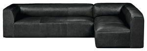 Primitive Collections Cooper Right Arm Sectional Leather Sofa PC2PBLK10 Black