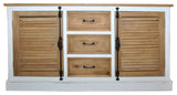 Primitive Collections Plantation Media Storage Console PCPLANMED10 White/Brown