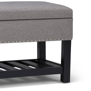 English Elm Lomond Storage Ottoman Bench In Dove Grey - Stylish Seating With Hidden Storage & Open Slat Shelf B136P159127